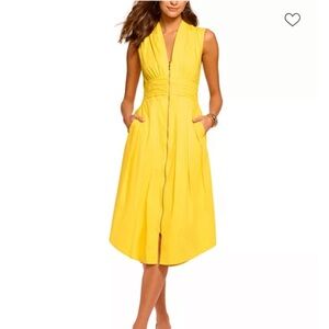 Ramy Brook Meg Sleeveless Cotton Poplin Midi Dress In Lemon Drop